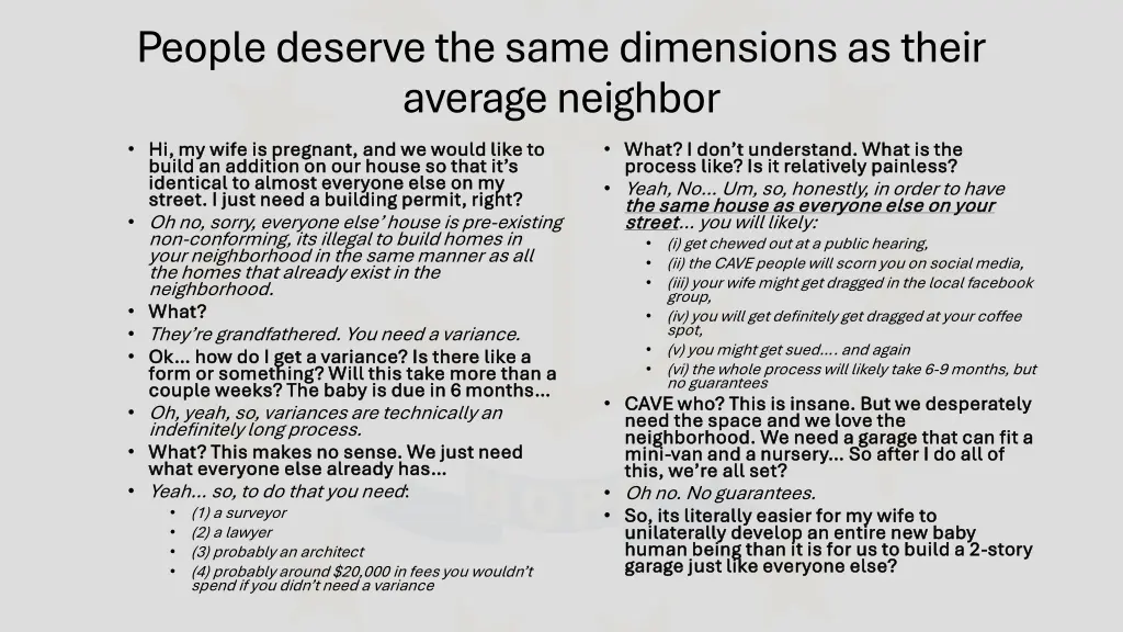 people deserve the same dimensions as their