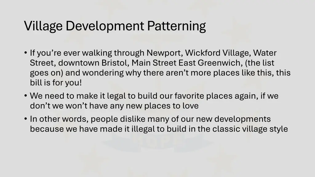 village development patterning