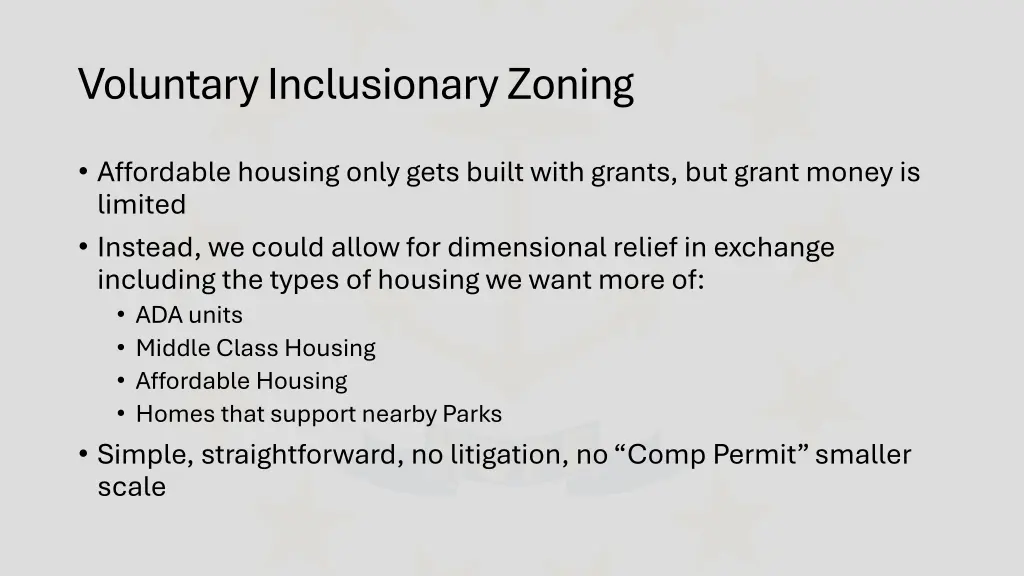 voluntary inclusionary zoning