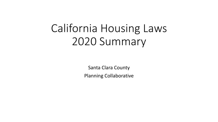 california housing laws 2020 summary