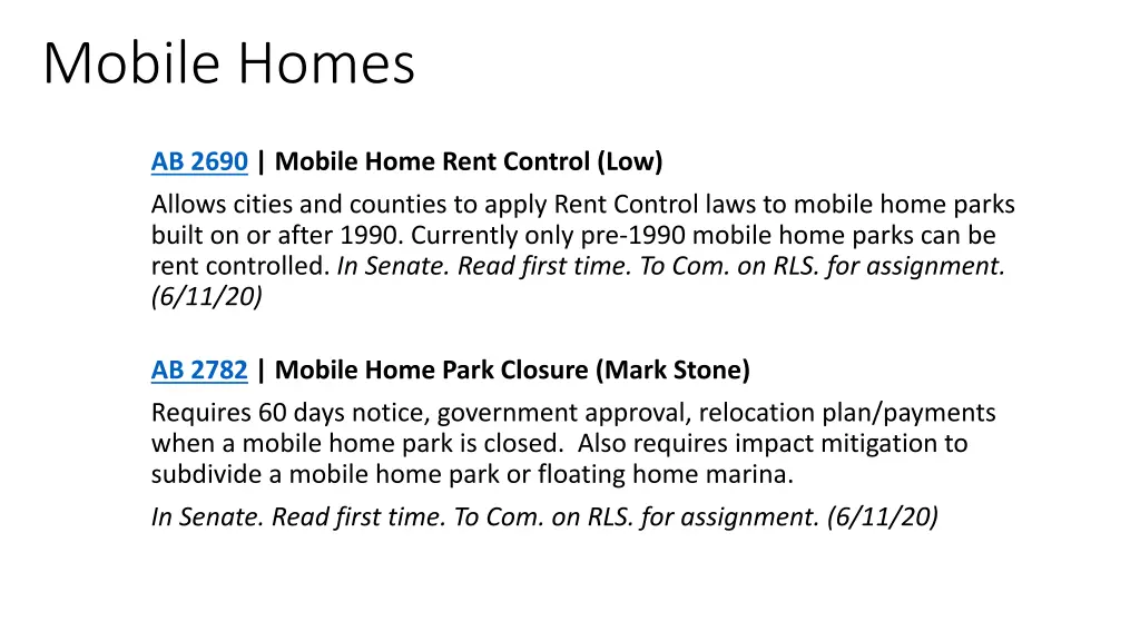 mobile homes