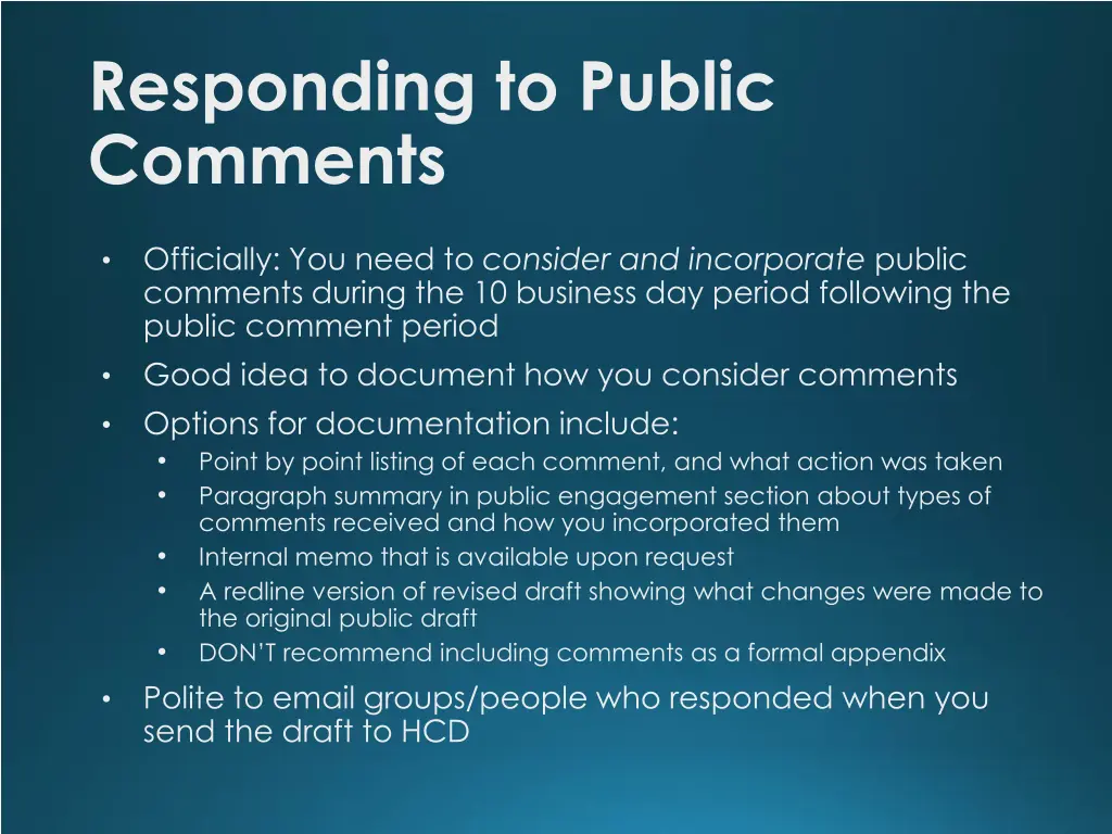 responding to public comments