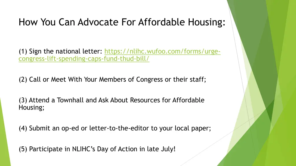 how you can advocate for affordable housing