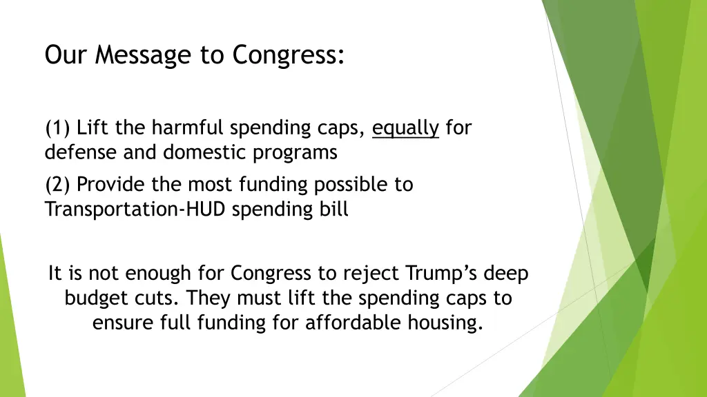 our message to congress