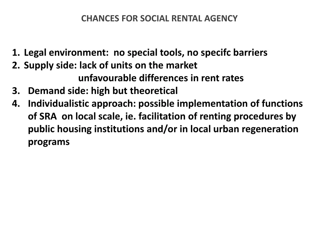 chances for social rental agency