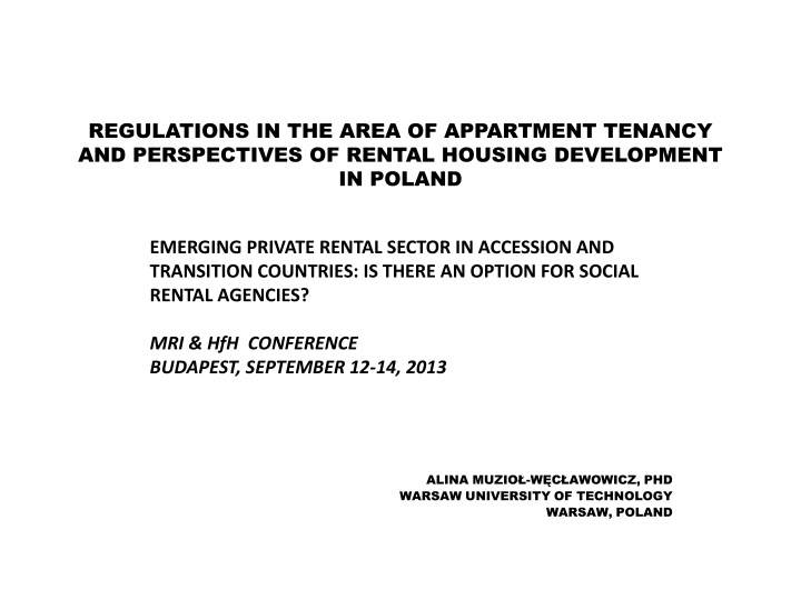 regulations in the area of appartment tenancy