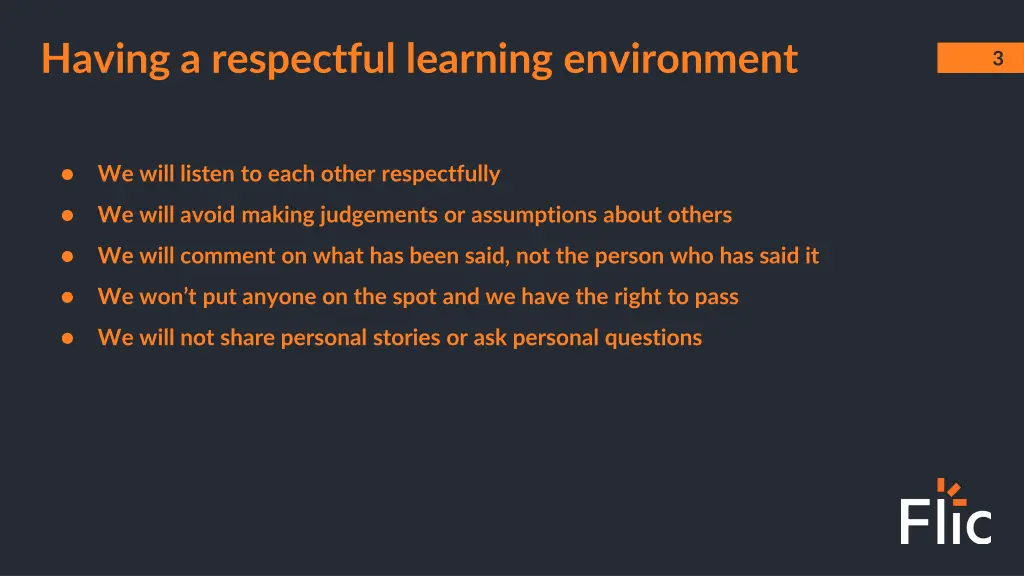 having a respectful learning environment