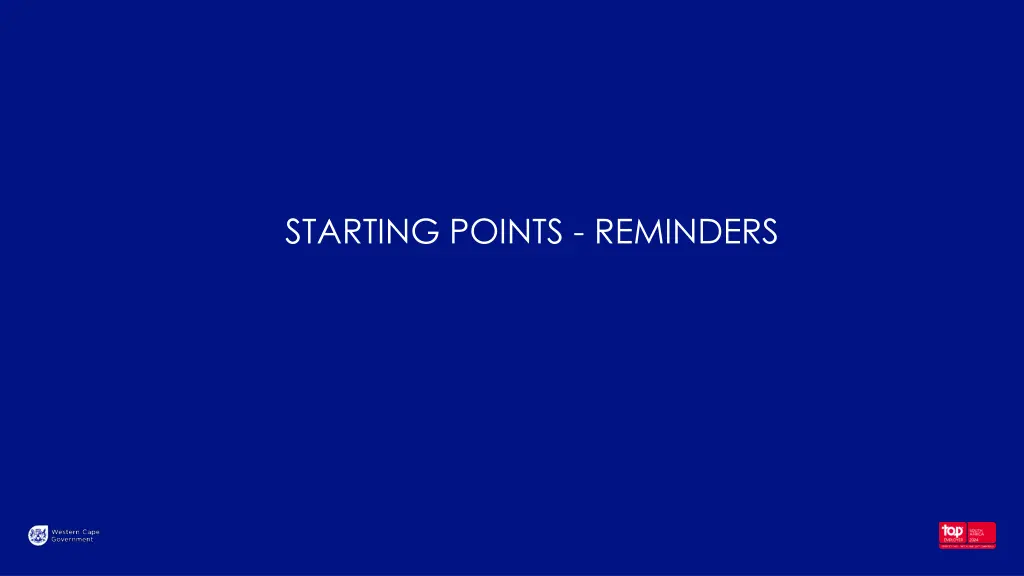 starting points reminders