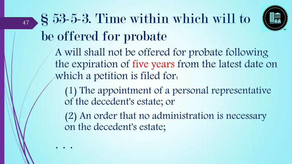 53 5 3 time within which will to be offered