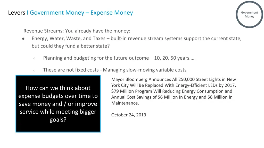 levers i government money expense money