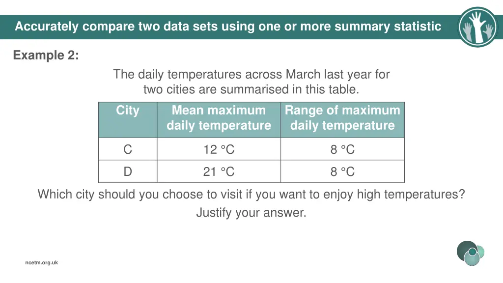 accurately compare two data sets using 2