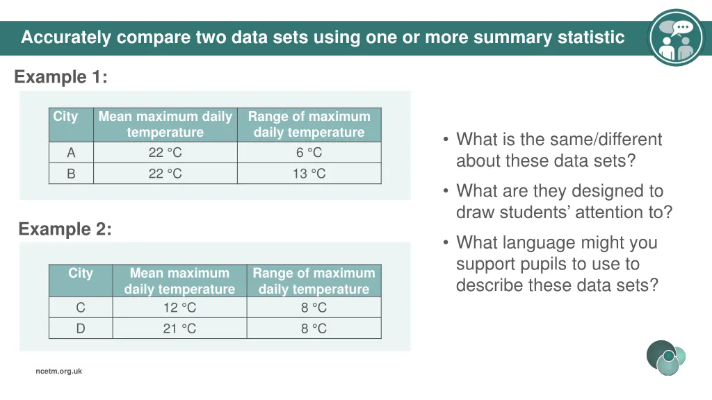 accurately compare two data sets using 4