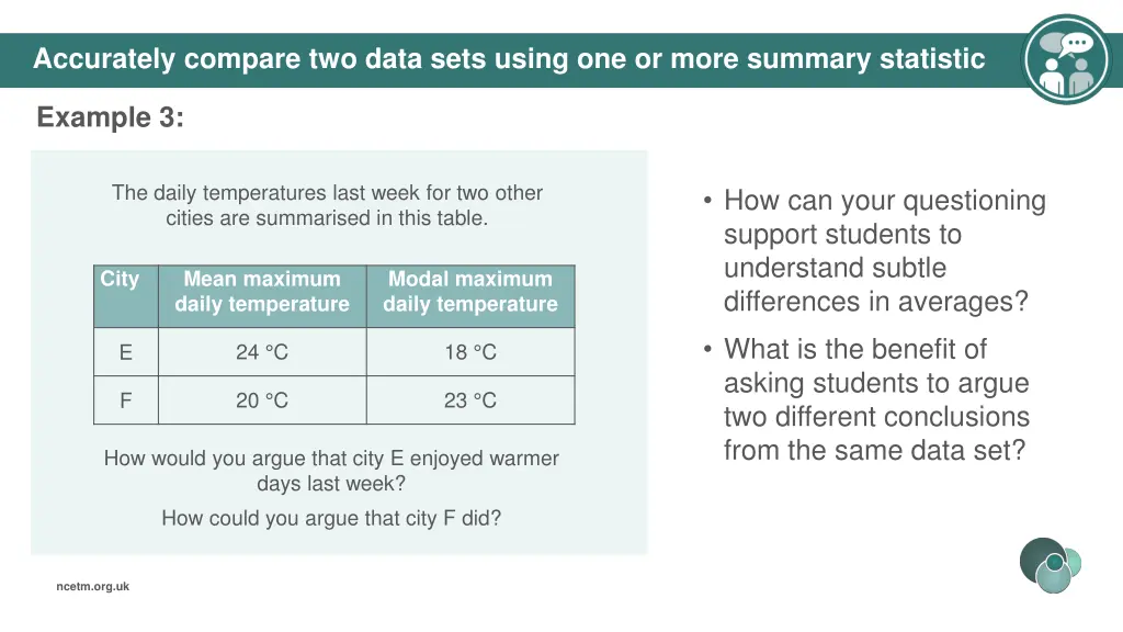 accurately compare two data sets using 6