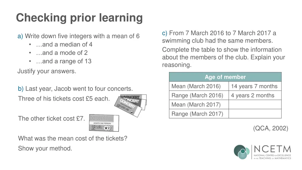 checking prior learning 1
