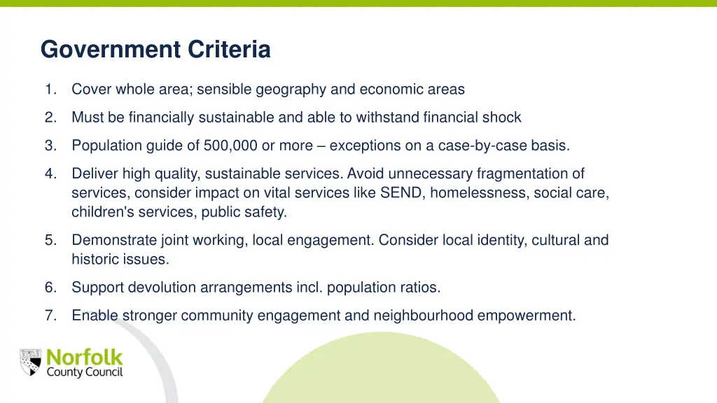 government criteria