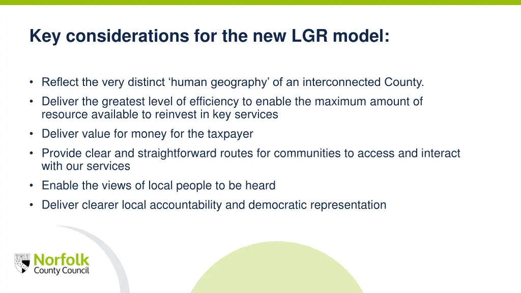 key considerations for the new lgr model
