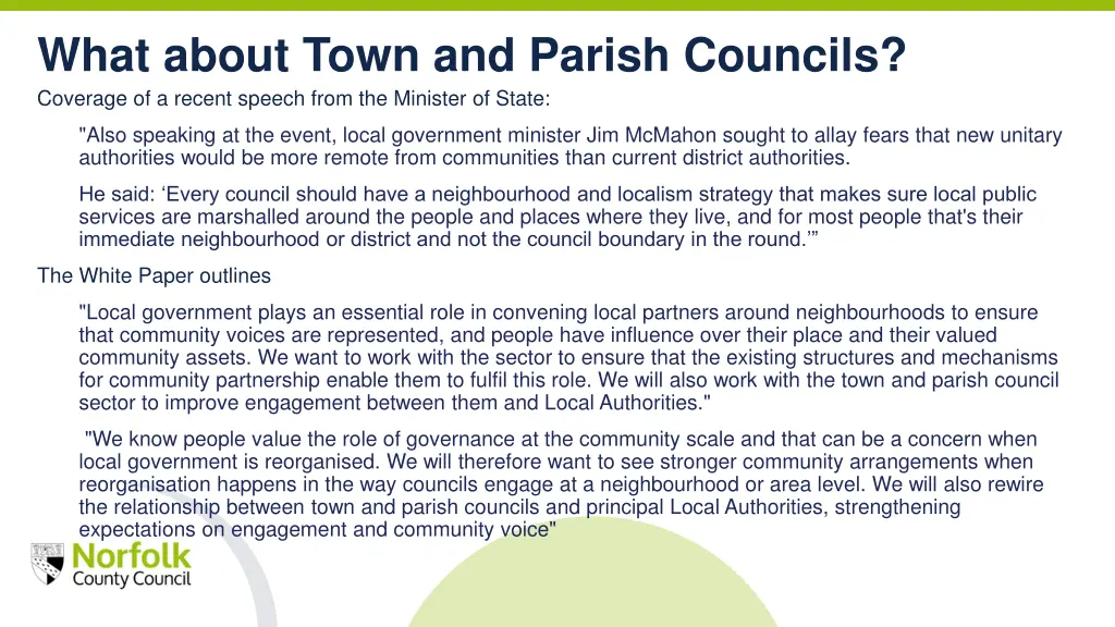 what about town and parish councils coverage