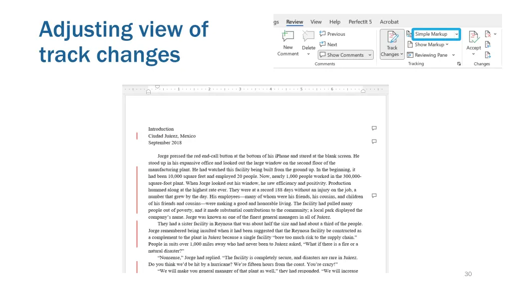 adjusting view of track changes 1