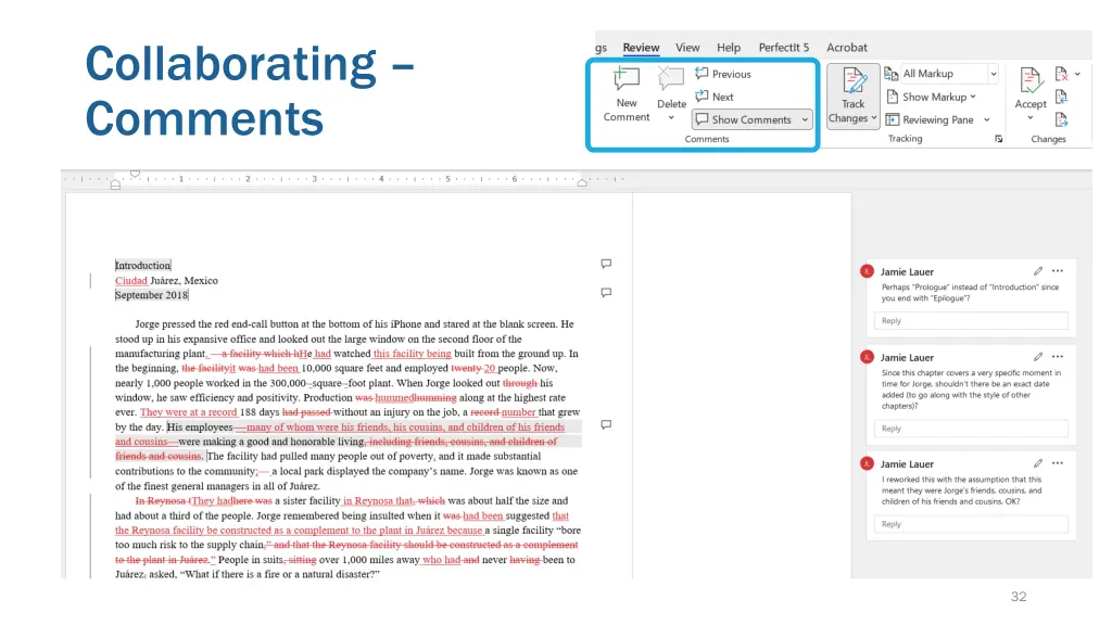 collaborating comments