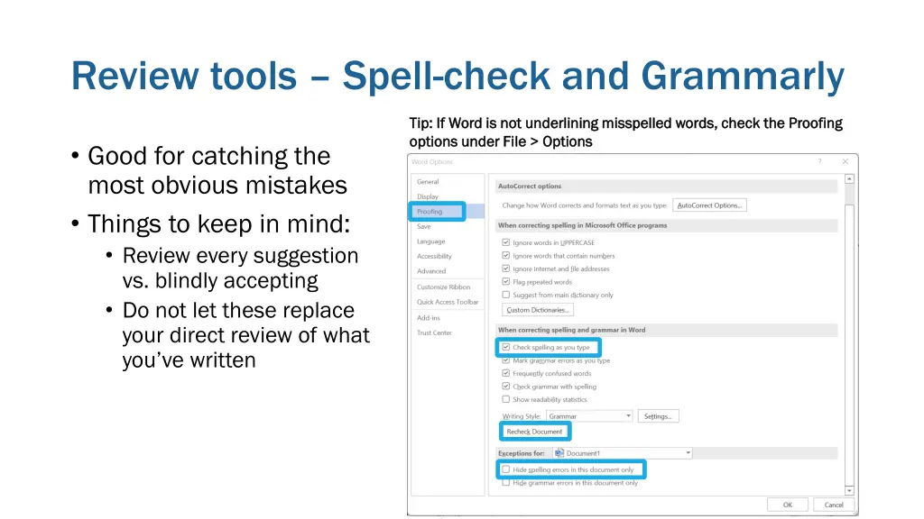 review tools spell check and grammarly