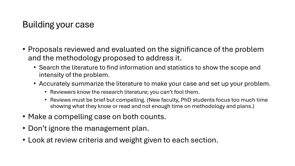building your case