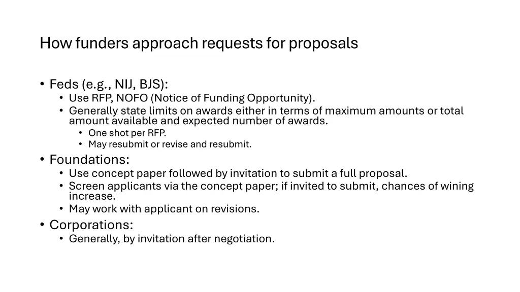 how funders approach requests for proposals
