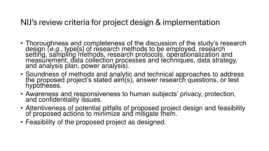 nij s review criteria for project design