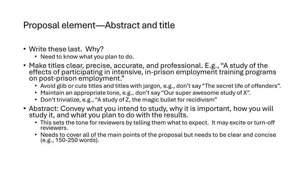proposal element abstract and title