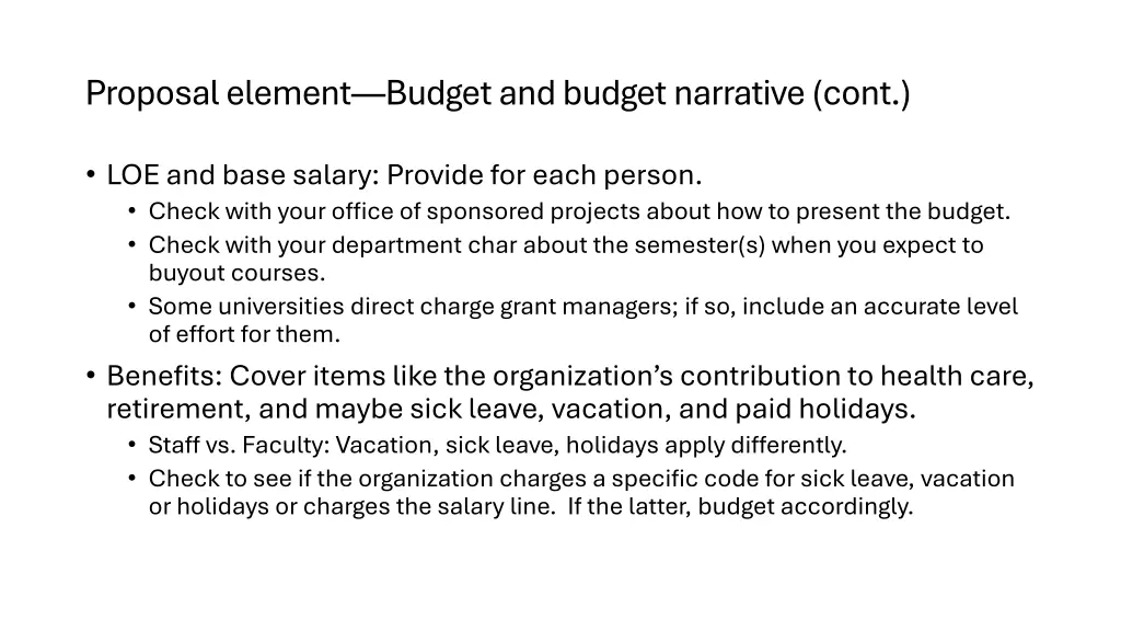 proposal element budget and budget narrative cont