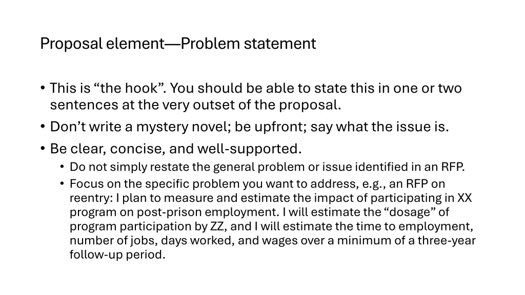 proposal element problem statement