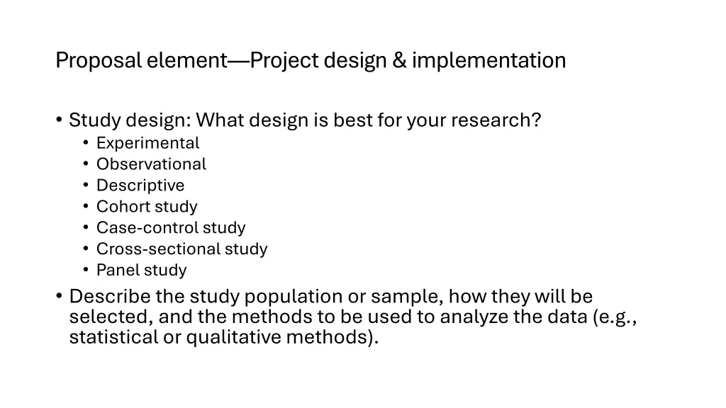 proposal element project design implementation