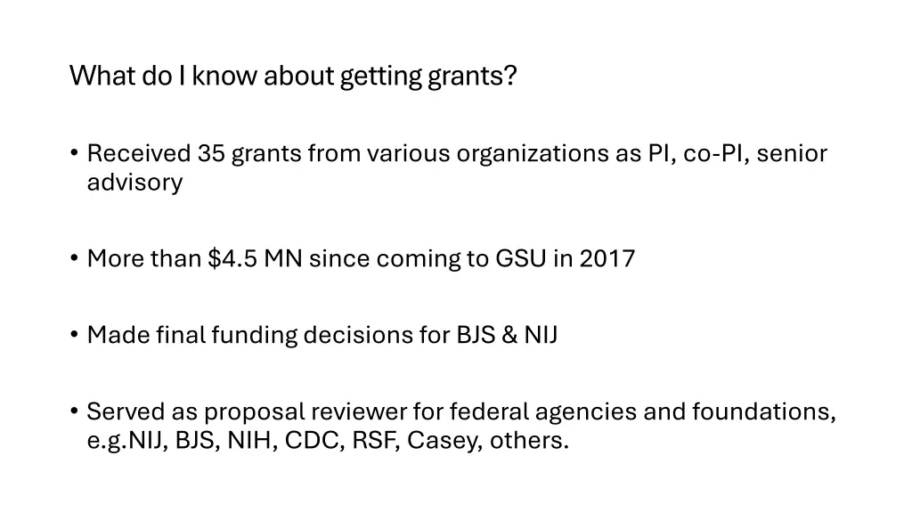 what do i know about getting grants