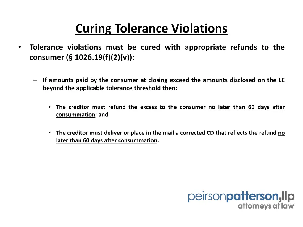 curing tolerance violations
