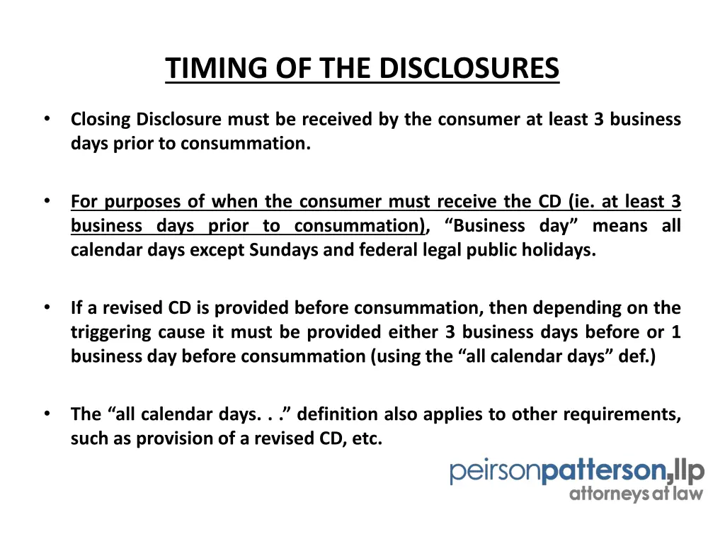 timing of the disclosures 1