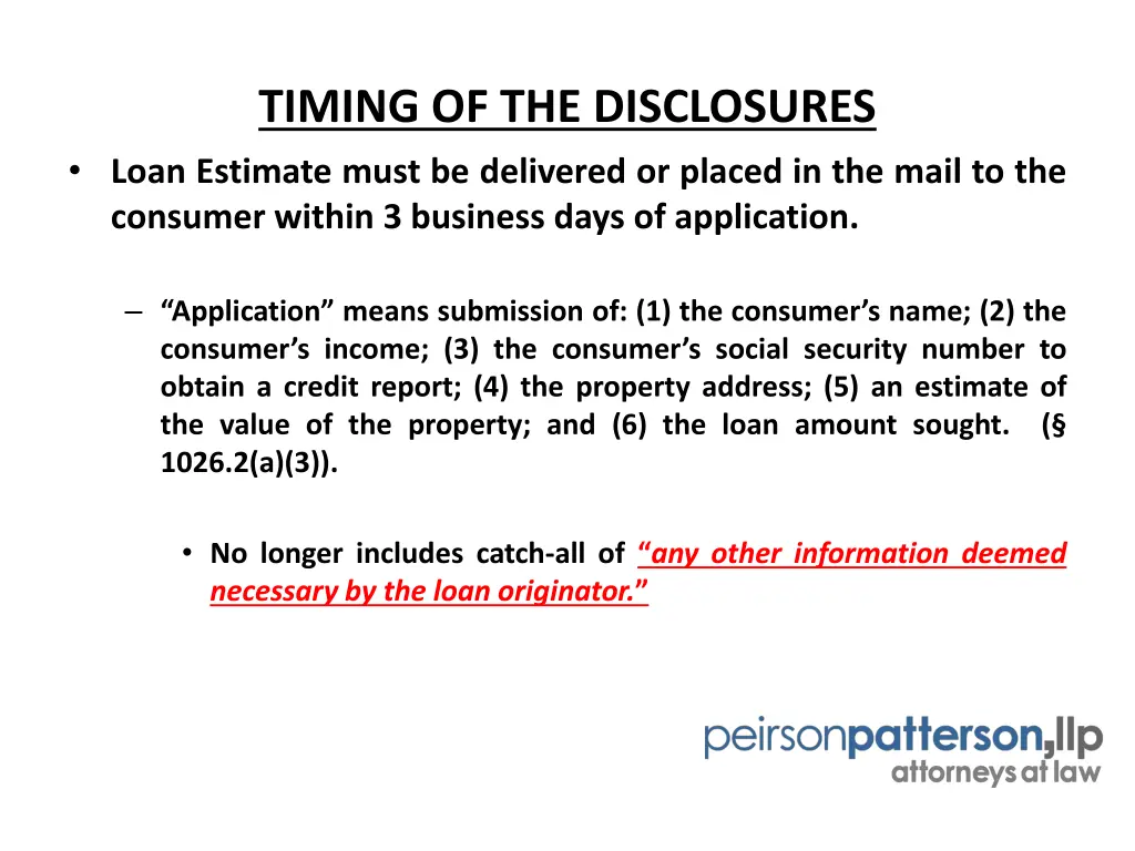 timing of the disclosures loan estimate must