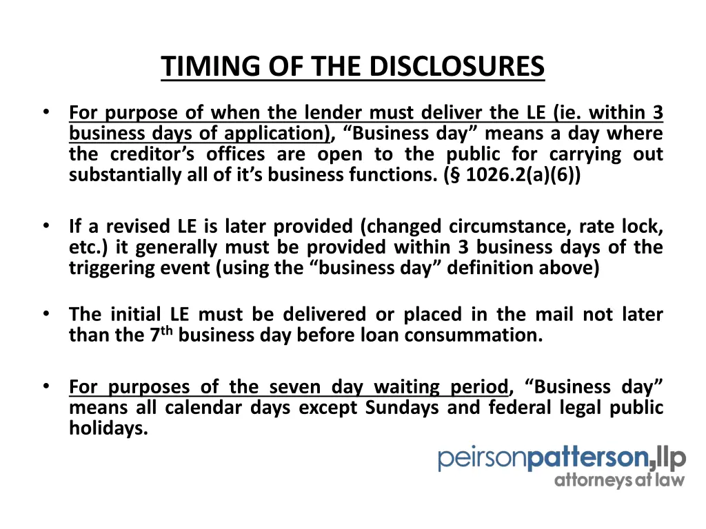timing of the disclosures