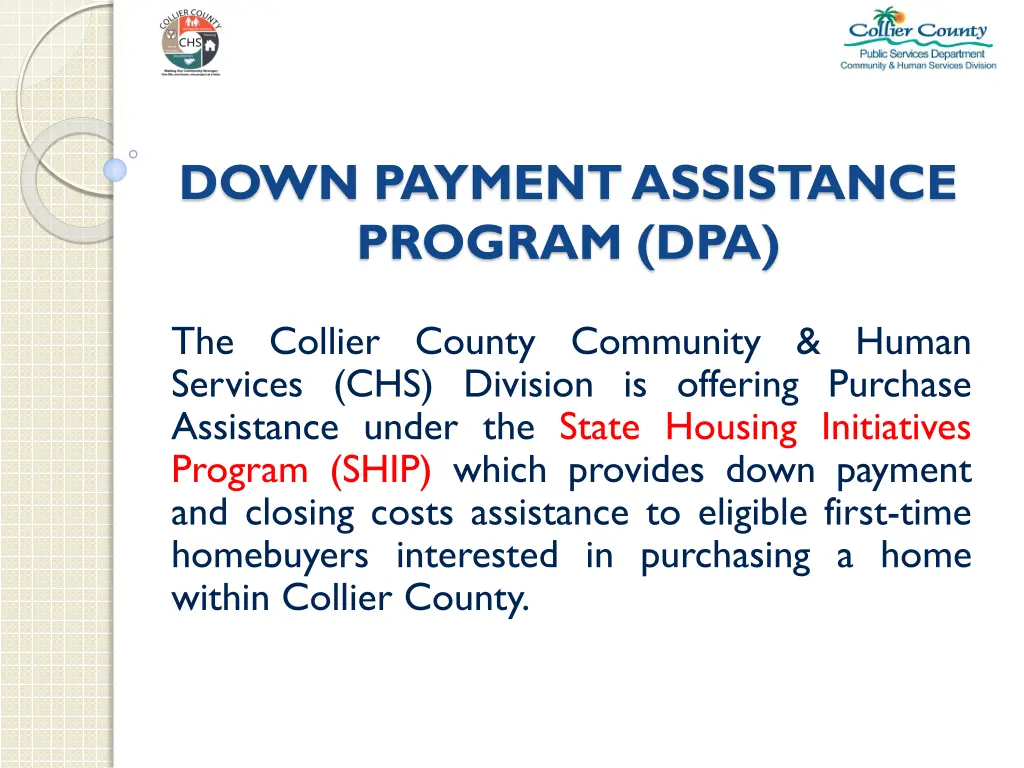 down payment assistance program dpa