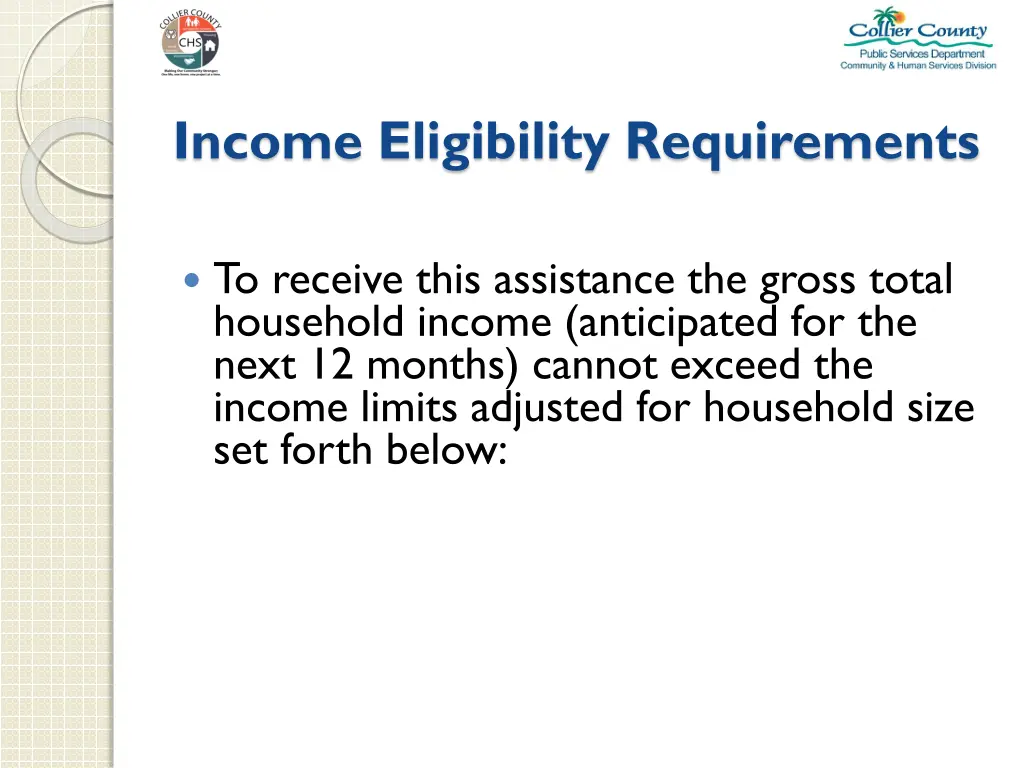income eligibility requirements