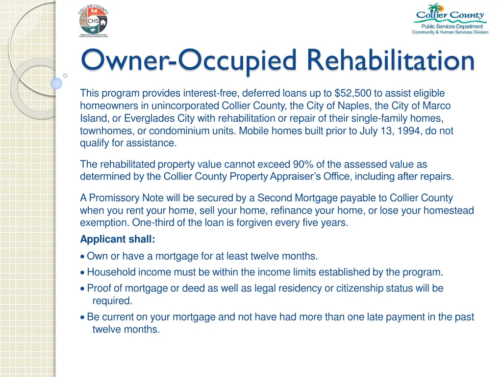 owner occupied rehabilitation