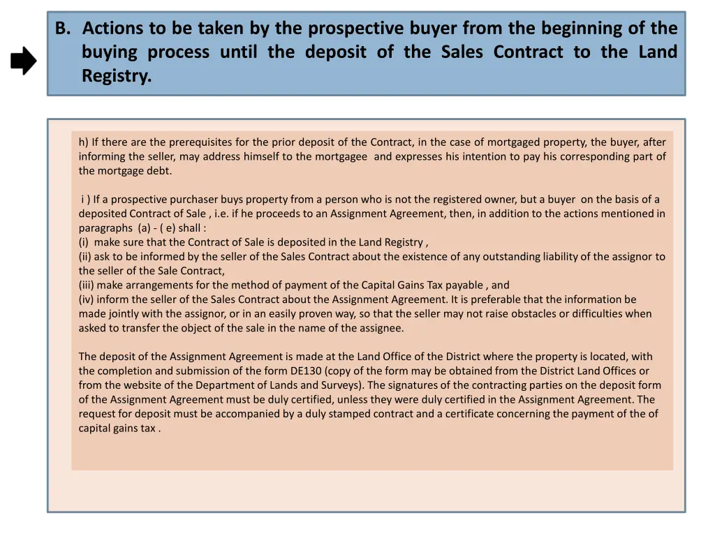 actions to be taken by the prospective buyer from 2