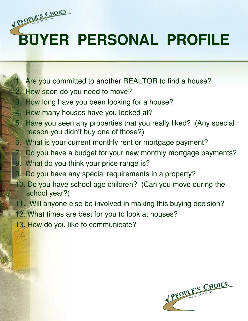buyer personal profile
