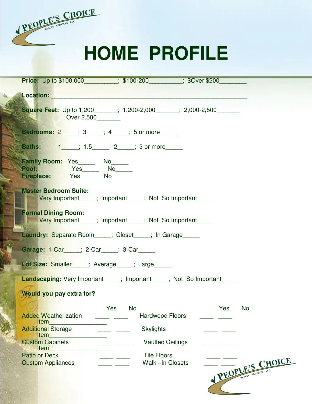 home profile