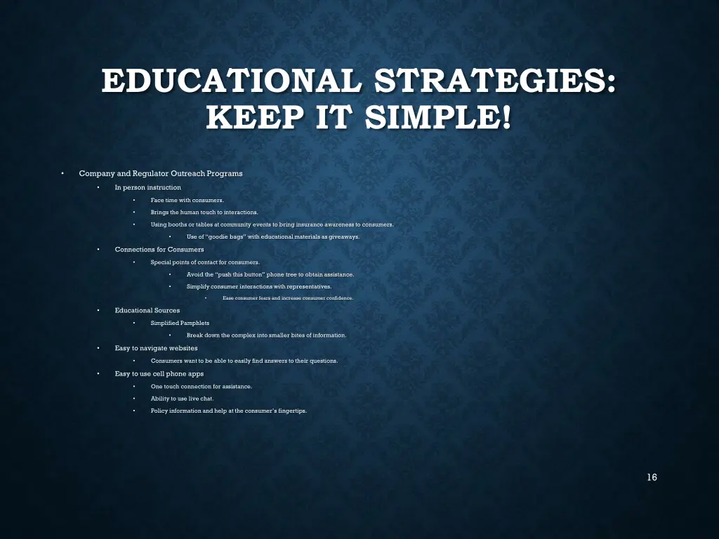 educational strategies keep it simple