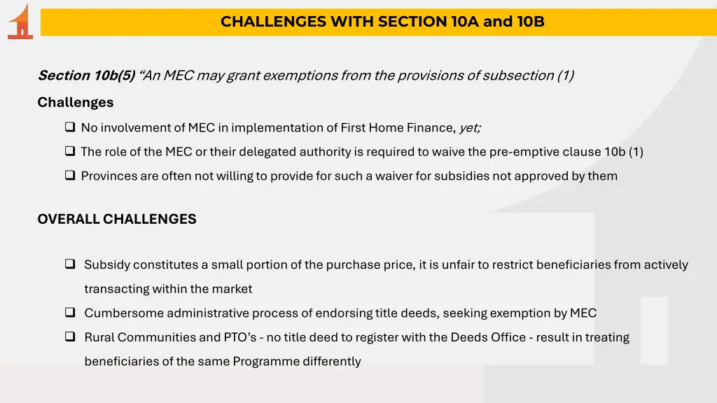 challenges with section 10a and 10b 1
