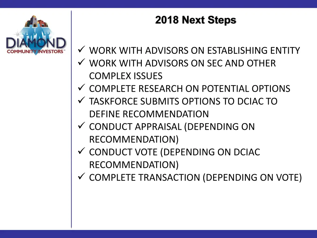 2018 next steps