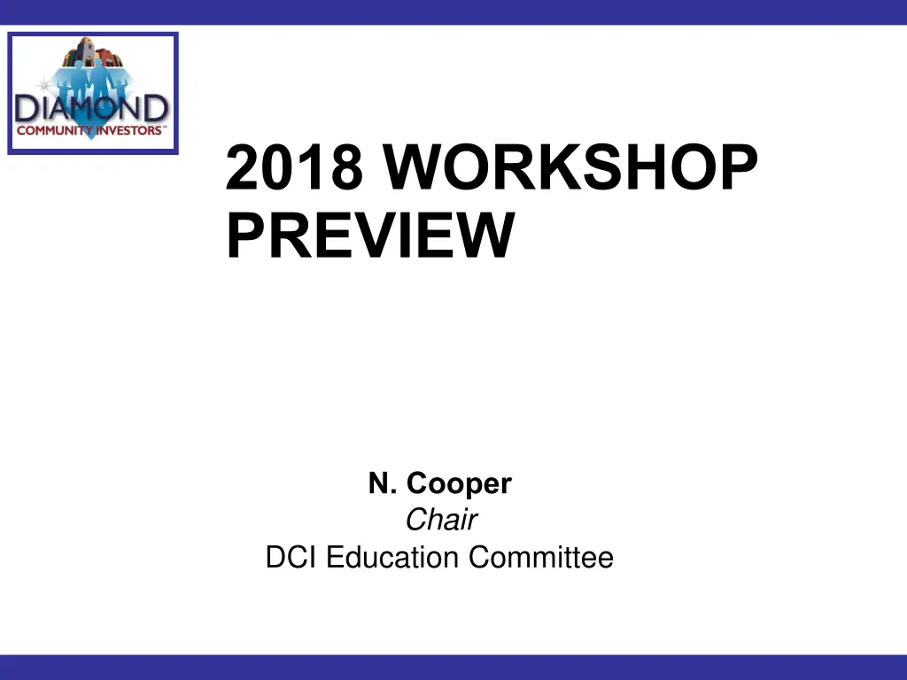 2018 workshop preview