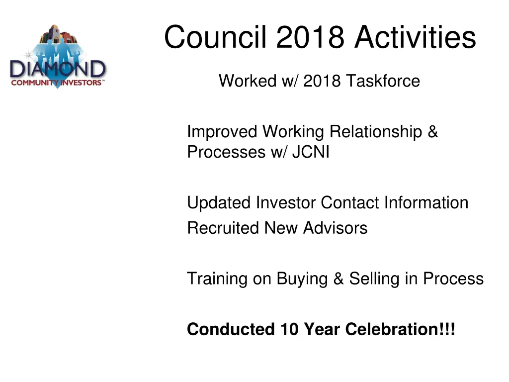council 2018 activities