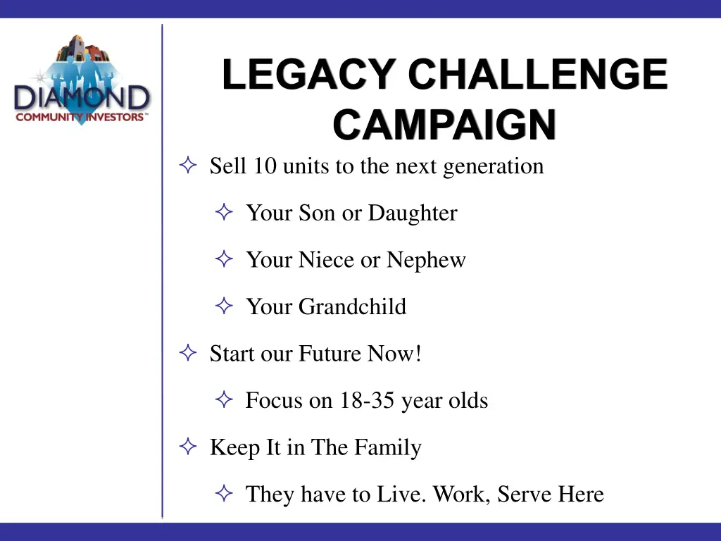 legacy challenge campaign sell 10 units
