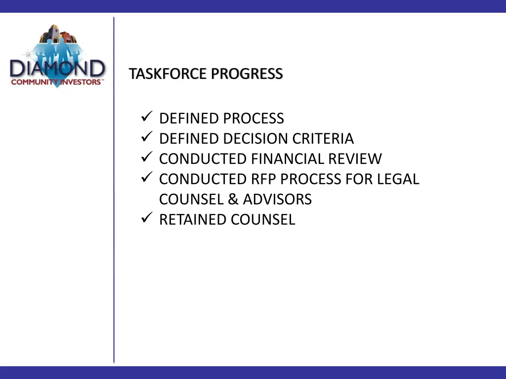 taskforce progress