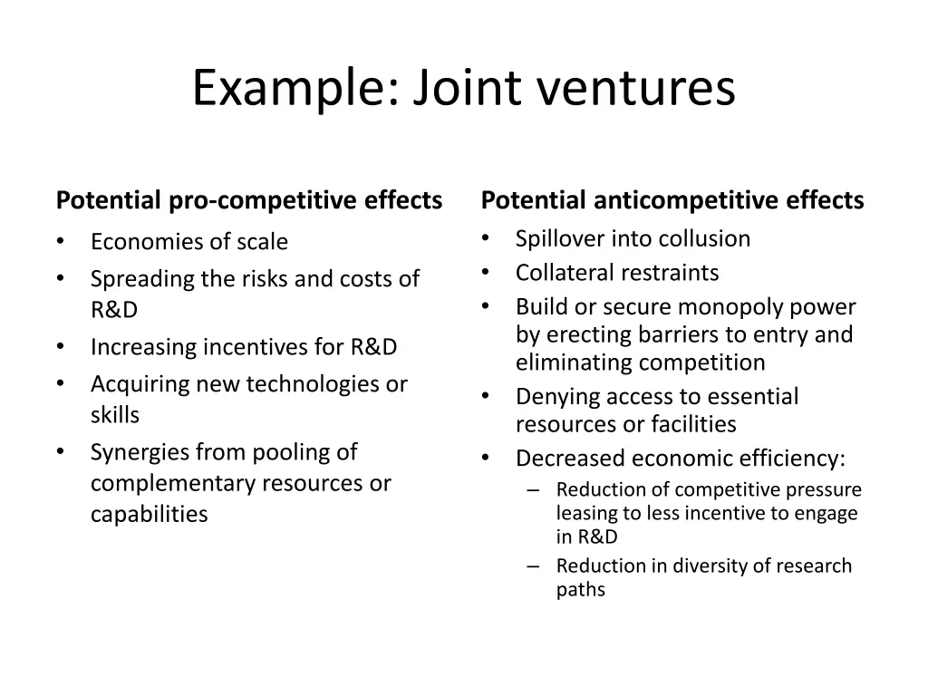 example joint ventures